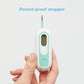 Handheld digital thermometer with mint probe, LCD window, parent-proof stopper