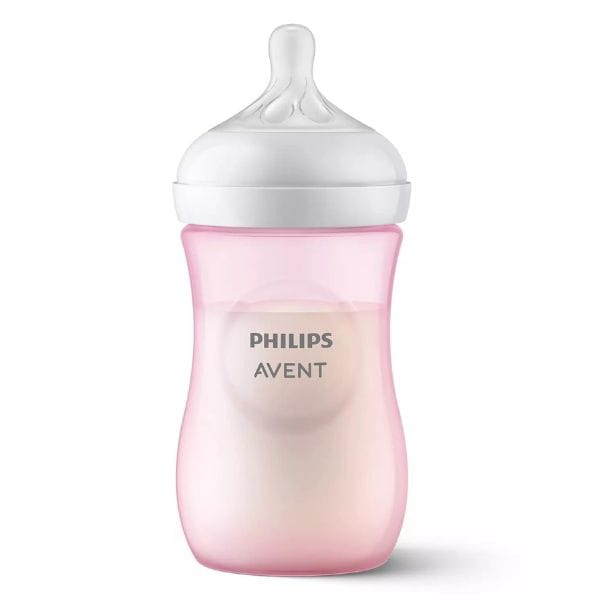 Pink Philips Avent Natural Response baby bottle, 260ml, with teat
