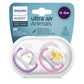 Philips Avent Ultra Air Animals 0–6m pacifier pair in clear blister, purple and pink