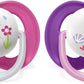Two orthodontic pacifiers with elephant and penguin animal designs, twin pack