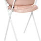 Pale pink baby bath tub on white metal stand with handles