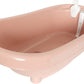 Pale pink baby bath tub with drainage plug and raised backrest
