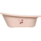 Light pink baby bathtub with butterfly graphic and wide rim