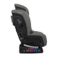 Gray Nuna convertible car seat with padded headrest and harness, rear-facing