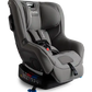 Gray Nuna car seat with reclined seat, cup holder, and adjustable headrest