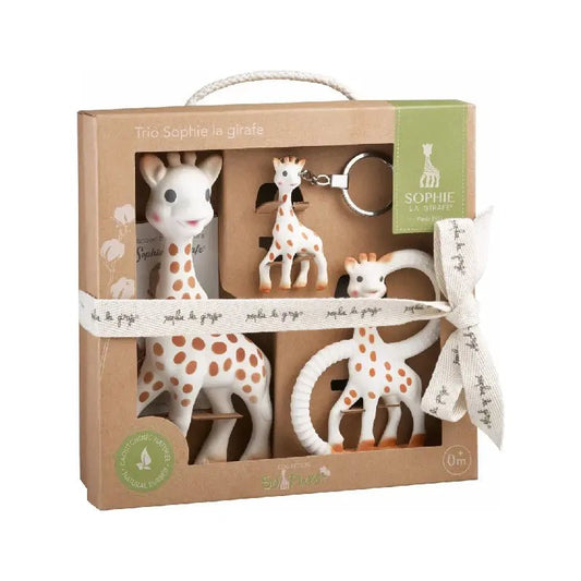 So'Pure Trio gift box with three giraffe toys and keychain