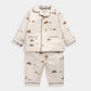 Transport print pyjama set, cream: jacket with buttoned pockets and cuffed sleeves