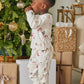 Kids’ pajama set with long sleeves and cuffs, white Christmas print