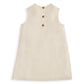Cream knitted sleeveless dress with button front placket and round neck