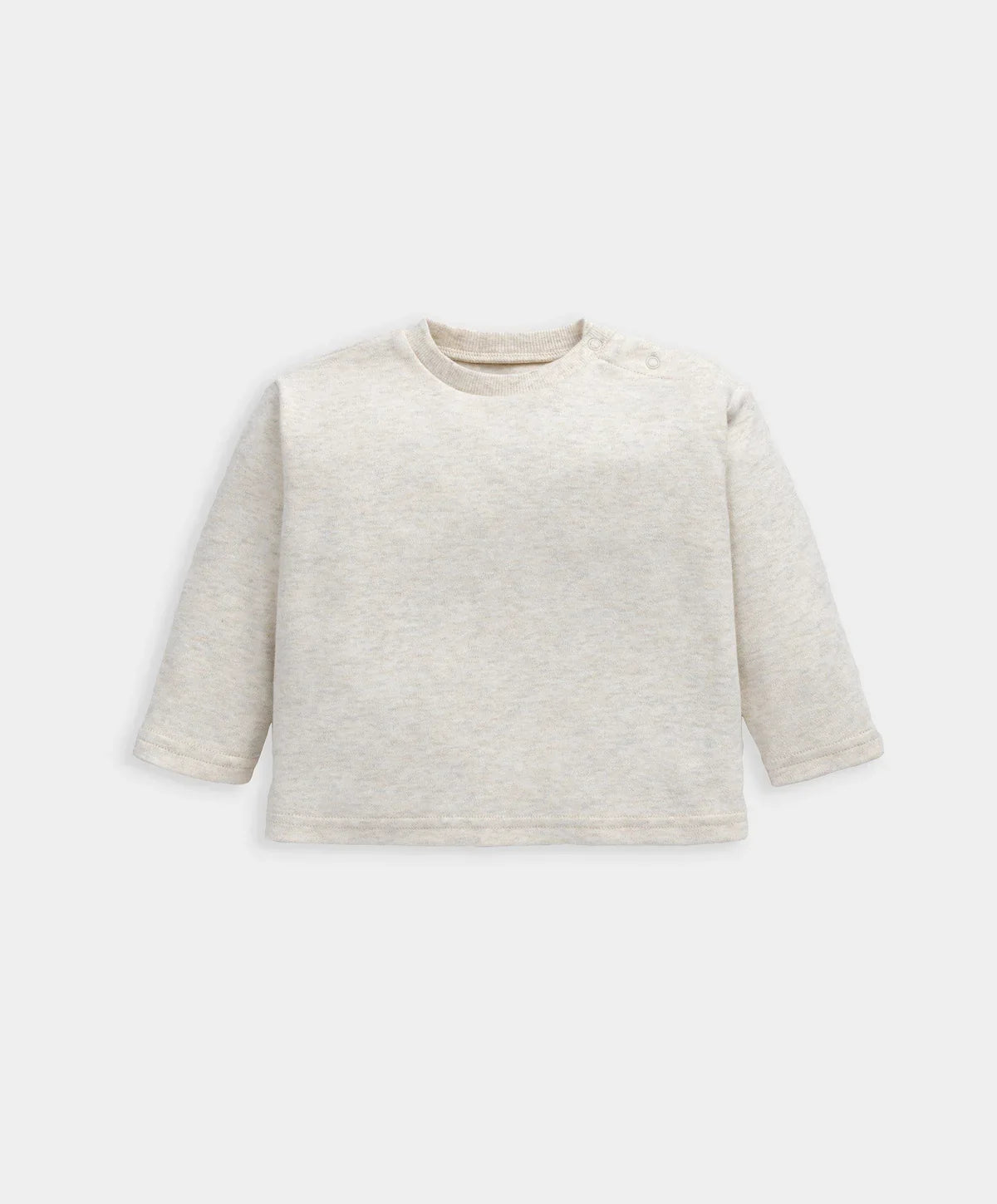 Light beige long-sleeve T-shirt with crew neck