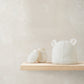 Cream borg hat and mitts set: pom-pom beanie with matching mittens, plush fleece