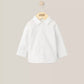 Baby boys white shirt on hanger, button front and spread collar, long sleeves