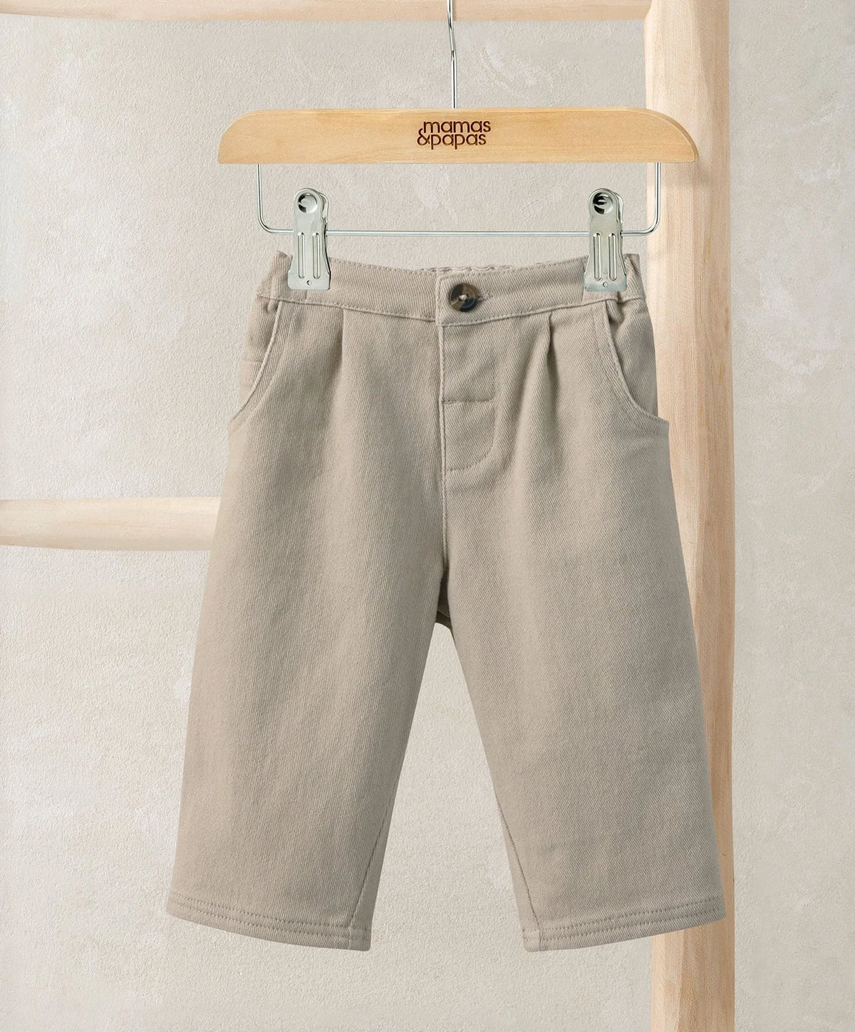 Smart trousers in sand beige with adjustable waistband and side pockets