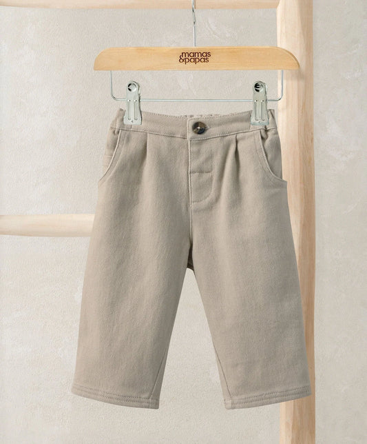 Smart trousers in sand beige with adjustable waistband and side pockets