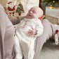 Baby bunny Christmas onesie, footed and long-sleeved, embroidered design on chest