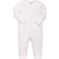 White ribbed organic cotton sleepsuit with full-length zipper and long sleeves