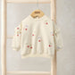 Cherry sweatshirt with allover cherry print, crew neck, long sleeves