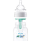 Anti-colic baby bottle, clear teat, white cap, teal vent insert, 125 ml