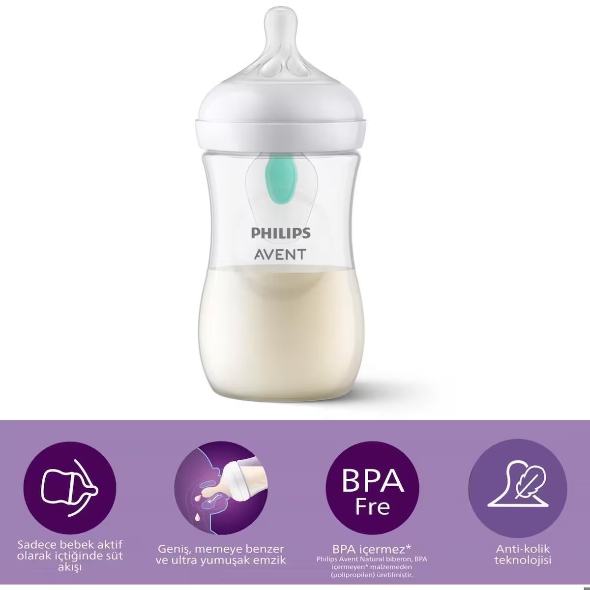 Philips Avent anti-colic baby bottle 260 ml with vent and green flow teat