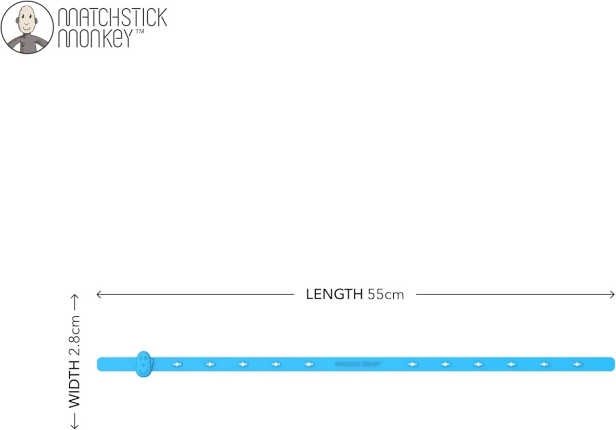 Blue silicone holder strap with 55 cm length and 2.8 cm width