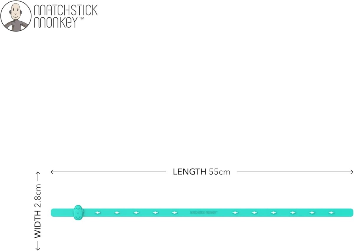 Turquoise silicone holder strap with 55 cm length and 2.8 cm width