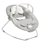 Pebble grey baby bouncer cradle with toy arch, plush headrest, and control panel