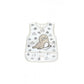 White baby apron bib with seal graphic and animal pattern, sleeveless