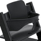 Black baby high chair set close-up with seat and back cushion