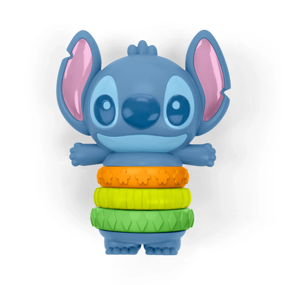 Blue Stitch-style twist fidget toy with stacked textured rings and dangling arms