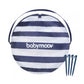 Striped storage bag for baby tent with babymoov logo and draw cords