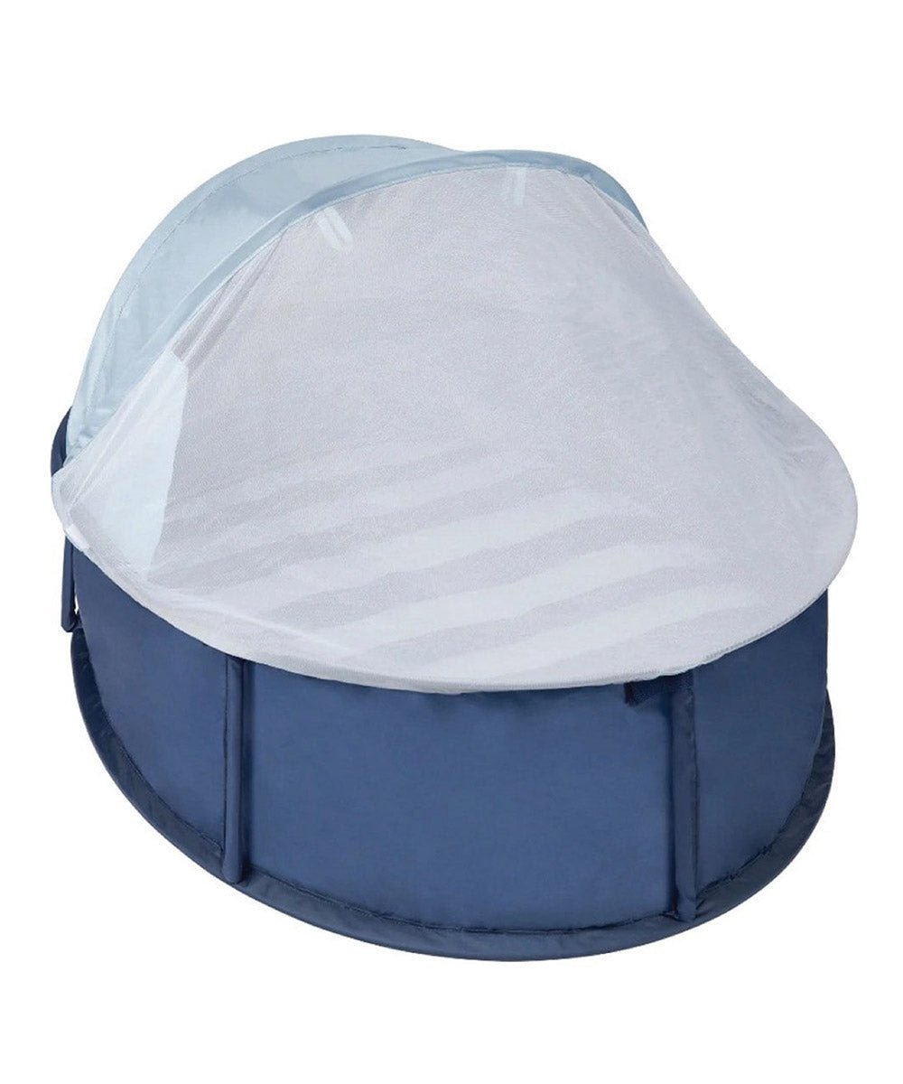Navy baby pop-up play tent with light mesh canopy and open interior