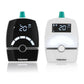 Babyphone monitor units (black and white) with LCD screens and teal antenna