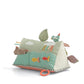 Wildlife activity triangle toy with fish, bird on top, and striped ribbon pull tabs