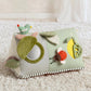 Wildlife activity triangle toy with owl mirror, crinkle fish, and dangling teether