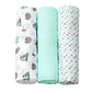 Bamboo hydrophilic nappies set of 3 rolled prints in mint, aqua, and patterned tones