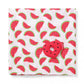 Bamboo muslin swaddle blanket, white with red bear face and watermelon slice pattern