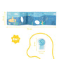 Blue bath book box with octopus illustration and teether