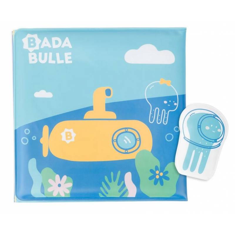 Blue bath book packaging with cartoon submarine and octopus character