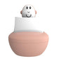 Pink bath boat with white seat and smiling monkey bath toy head