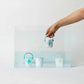 Bath bucket set on shelf, handled buckets with character designs
