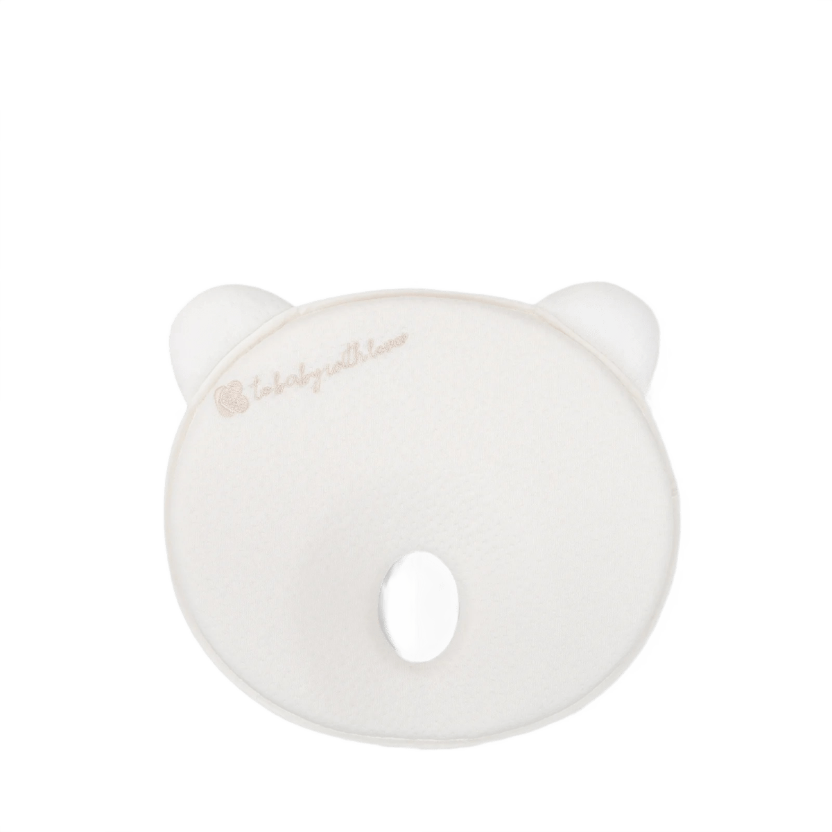 White bear-shaped memory foam ergonomic pillow with embroidered face detail