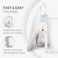 Foldable safety bed rail with side-release button and breathable mesh panel