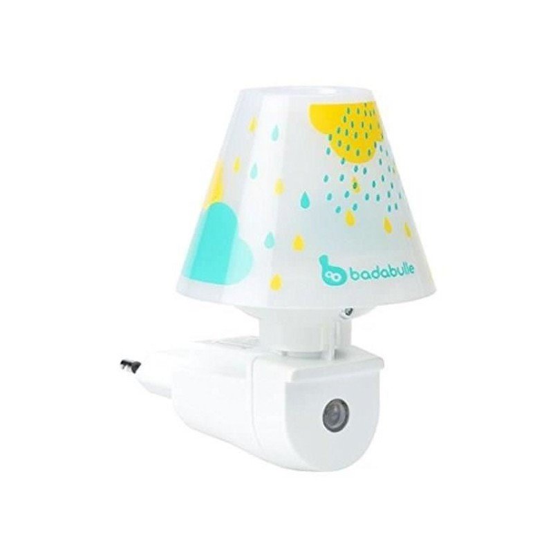 White LED night light with patterned dome shade and round motion sensor