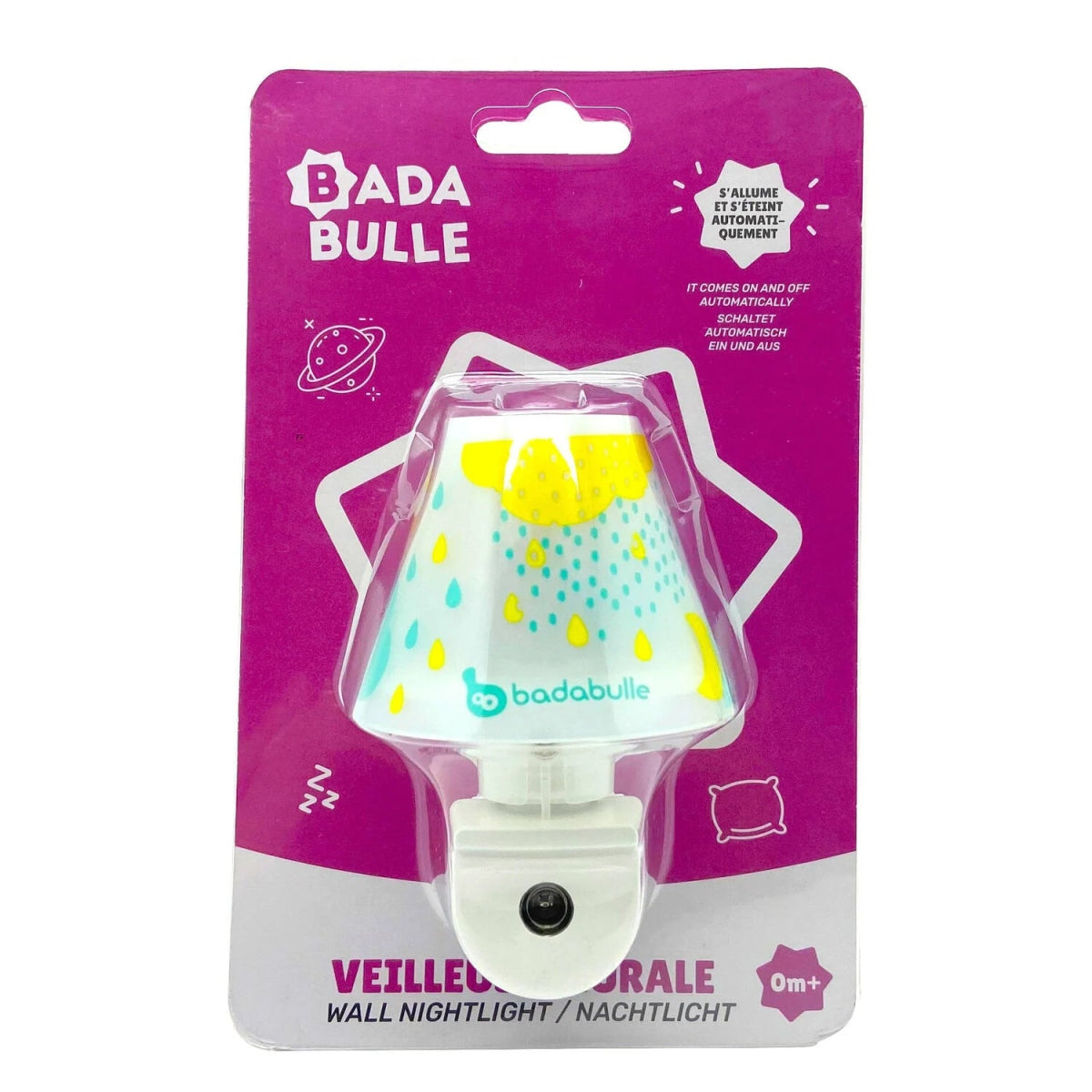 Packaged LED night light with patterned dome shade and nightlight base