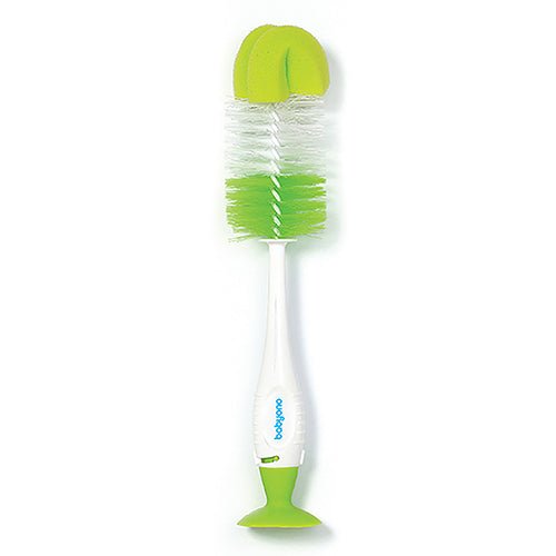 Lime green bottle brush with soft bristles and suction cup base