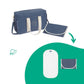 Blue diaper bag with included changing pad, star patch and white stripes