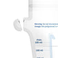Breast milk storage bag close-up, max 180 ml measurement and baby bottle graphic