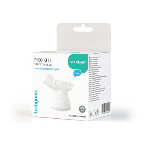 Breast pump kit T-joint in retail packaging with clear pump part illustration