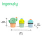 Ingenuity plush nesting rattle set sizing diagram with 4.75 in and 9.5 in