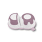 Baby bowl spoon, white with purple animal paw cutouts and pink base